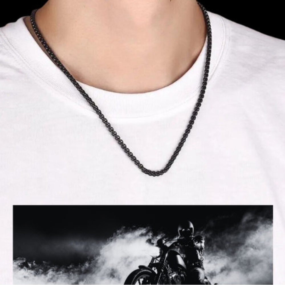 5MM Diameter Mens Box Chain Necklace Men Titanium Chain Necklace